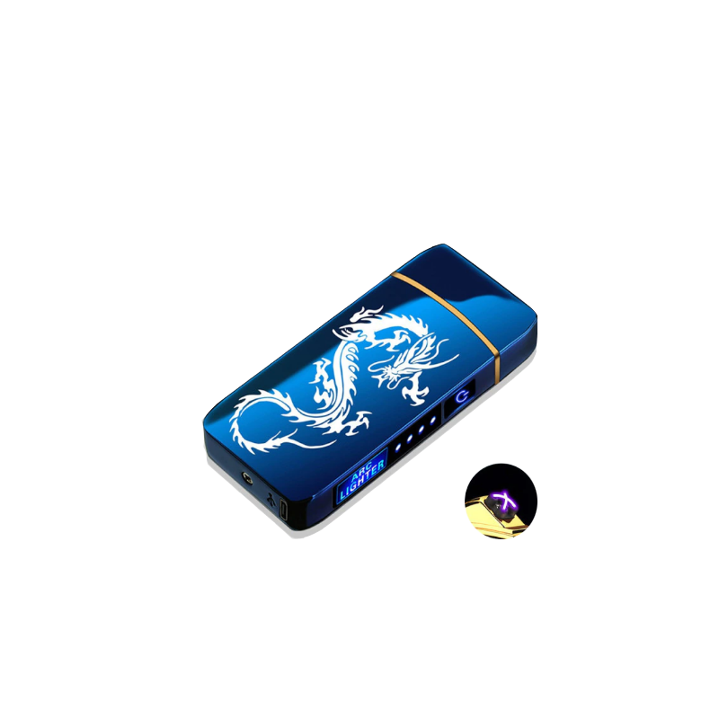 Briquet Electronique Dragon Tatoo Bleu
