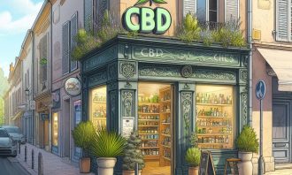 Une illustration représentant une boutique de CBD à AIX-en-Provence