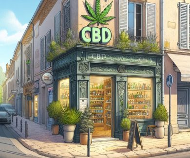 Une illustration représentant une boutique de CBD à AIX-en-Provence