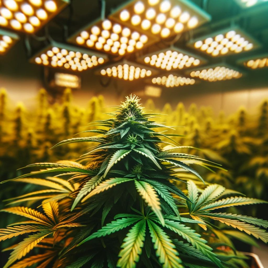 illustration représentant un plant de cannabis dans une culture d'intérieur