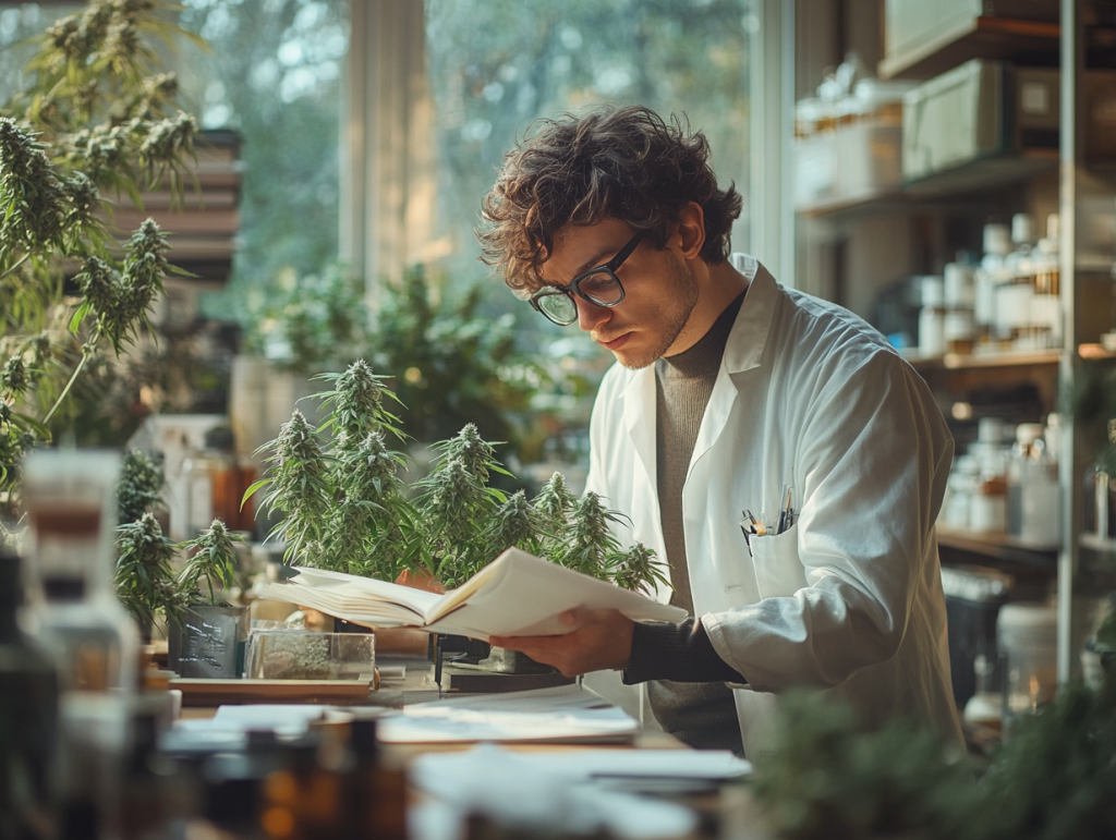 Un scientifique étudiant les effets du Cannabis sur le cerveau humain
