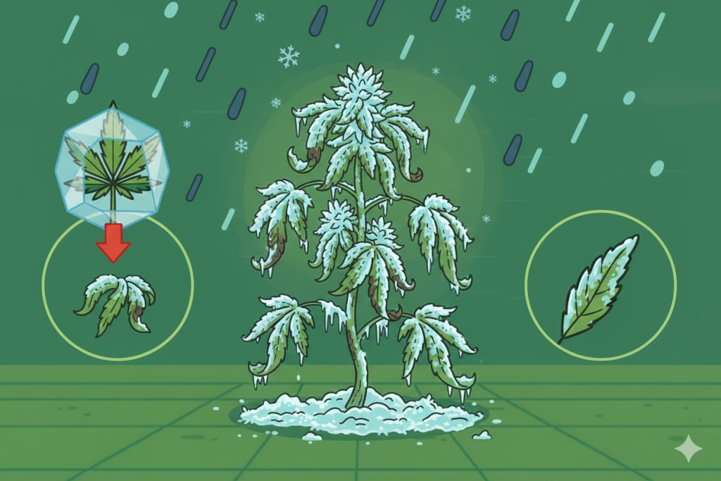 Plant de cannabis gelé