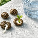 Faire germer des graines de cannabis, illustration style manga coloré