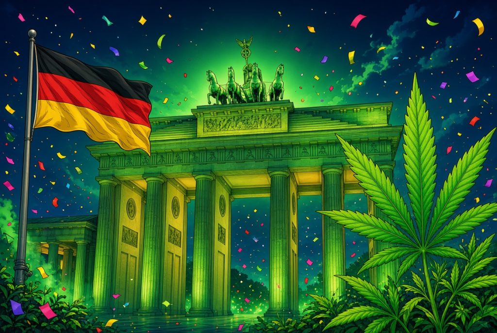 L'Allemagne légalise le cannabis, illustration style manga coloré