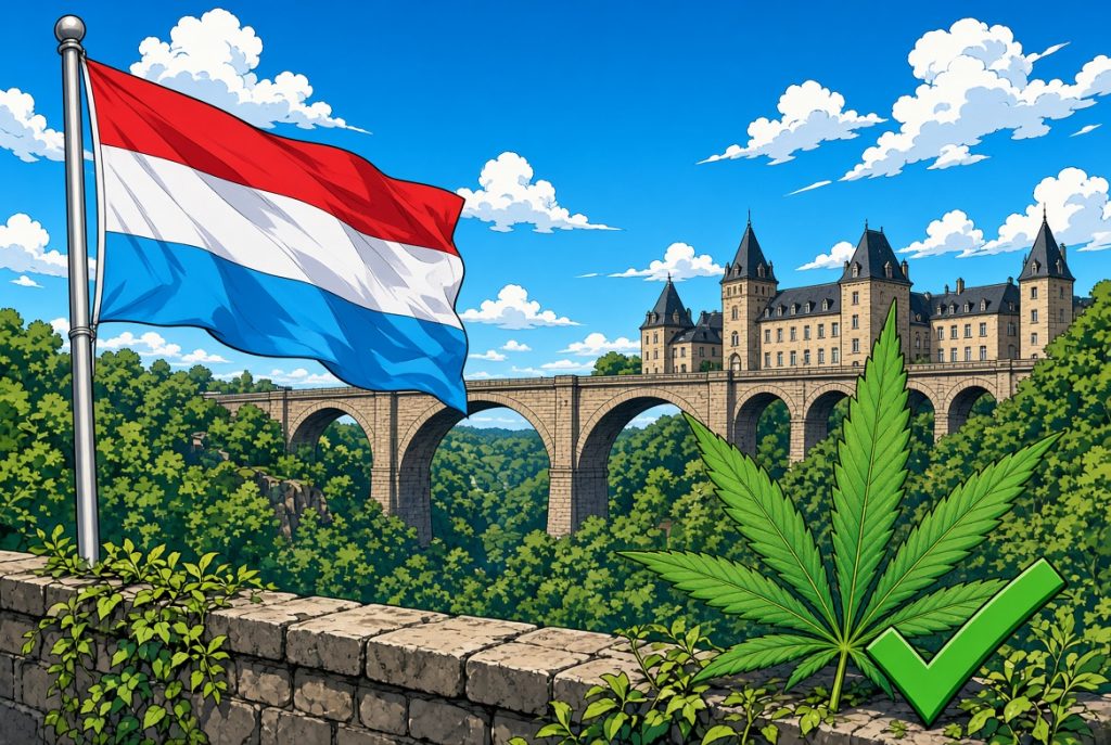 Le Luxembourg légalise le cannabis, illustration style manga coloré