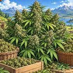 Variété de cannabis à gros rendement, illustration style manga coloré