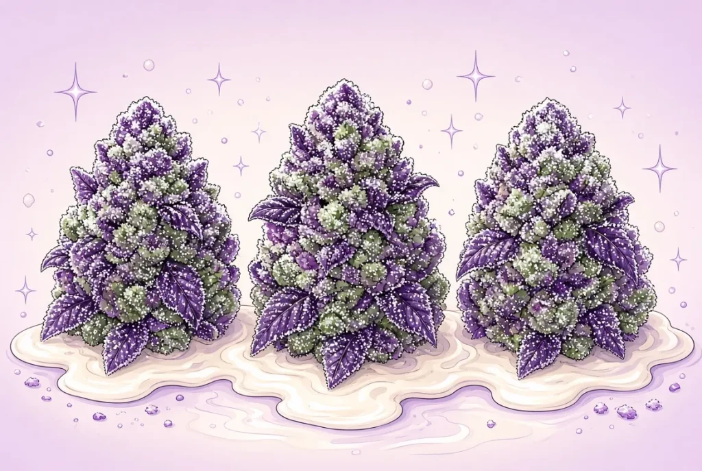 Meilleures variétés Gelato de cannabis, illustration style manga coloré