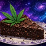 Space Cake au cannabis, illustration style manga coloré