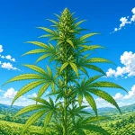 Plant de cannabis Sativa, illustration style manga coloré