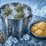 Frozen Hash, extraction à l'eau glacée, illustration style manga coloré
