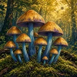 La psilocybine, champignons, illustration style manga coloré