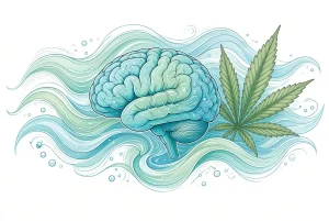 Comment le CBD agit sur le cerveau, illustration style manga coloré