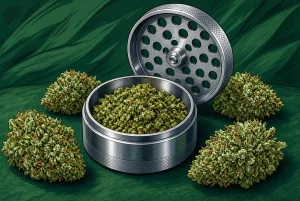 Le grinder de weed, illustration style manga coloré
