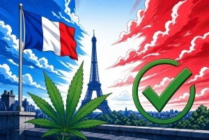 Le CBD autorisé en France, illustration style manga coloré