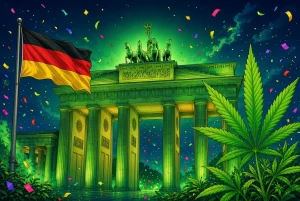 L'Allemagne légalise le cannabis, illustration style manga coloré