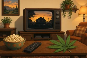 Weeds, série sur le cannabis, illustration style manga coloré
